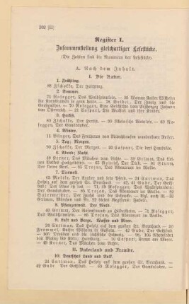 Register I. Zusammenstellung gleichartiger Lesestücke