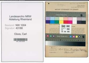 Entnazifizierung Carl Cloos , geb. 29.12.1874 (Kaufmann)
