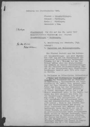 Großbettlingen-Raidwangen: Pfarrbericht 1947