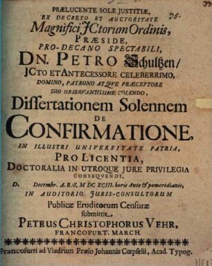 Diss. sol. de confirmatione