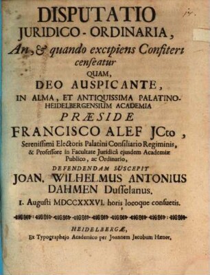 Disp. iur. ord. an et quando excipiens confiteri censeatur