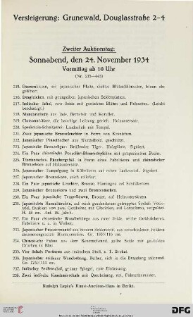 Sonnabend, den 24. November 1934, Vormittag ab 10 Uhr (Nr. 215-443)