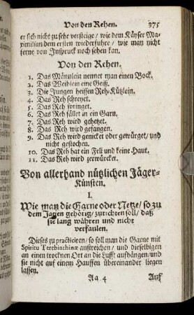 Von allerhand nützlichen Jäger-Künsten.