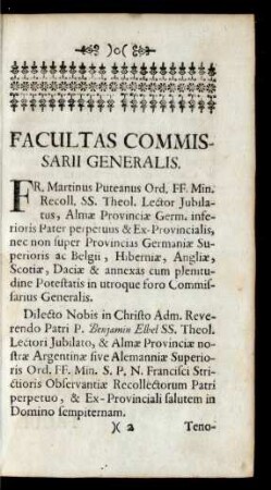 Facultas Commissarii Generalis