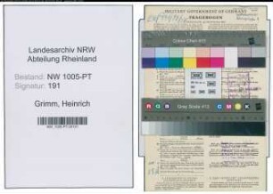 Entnazifizierung Heinrich Grimm , geb. 23.08.1913 (Postfacharbeiter)
