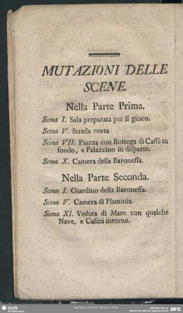 Mutazioni Delle Scene / Verwandlungen der Scenen