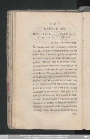 Lettre XIX. D'Auguste De Palmène, à son cousin Edouard. De Paris, 1 décembre 1793.