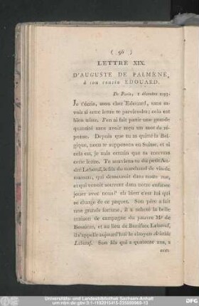 Lettre XIX. D'Auguste De Palmène, à son cousin Edouard. De Paris, 1 décembre 1793.
