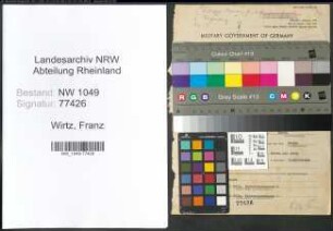 Entnazifizierung Franz Wirtz , geb. 20.02.1903 (Kaufmaennischer Angestellter)