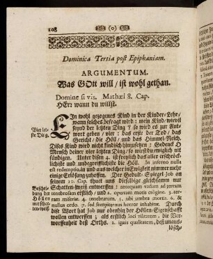 108-128, Dominica Tertia post Epiphaniam; Dominica quarta post Ephiphaniam
