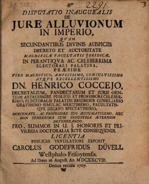 Diss. inaug. de iure alluvionum in imperio