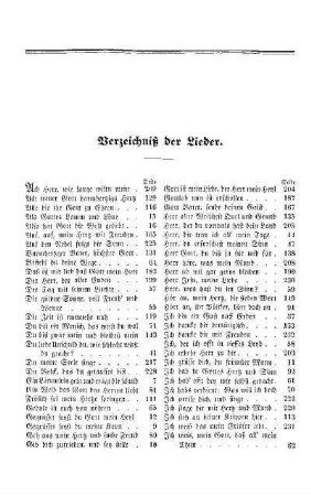 Verzeichniß der Lieder