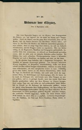 Nro. 49. Bivouac vor Ghyacz. Den 2. September 1812.