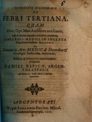 Disp. inaug. de febri tertiana