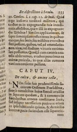 233-249, Caput IV. De cultu, & amore cellae.