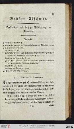 Sechster Abschnitt: Declination und sonstige Abänderung der Adjective