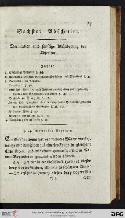 Sechster Abschnitt: Declination und sonstige Abänderung der Adjective