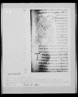 Codex 46/220, Rupertus Tusciensis: De divines officiis, fol. 24