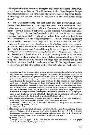 2. Die Einstellungsunterschiede zwischen den Probanden mit dem Berufswunsch Strafrichter oder Staatsanwalt und den anderen Probanden