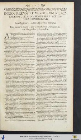 Index Rerum Et Verborum Memorabilium, Quae In Duobus Hisce Voluminibus Continentur.