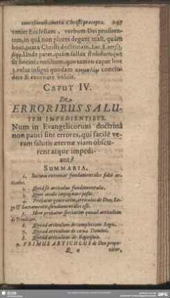 Caput IV. De Erroribus Salutem Impedientibus