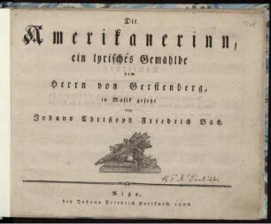 Die Amerikanerinn : ein lyrisches Gemählde