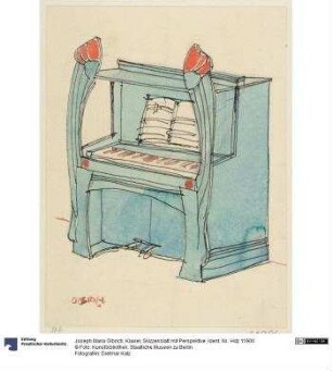 Klavier, Skizzenblatt mit Perspektive
