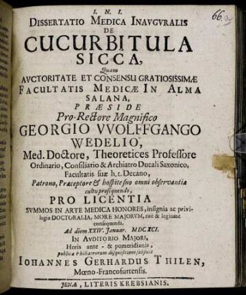 Dissertatio Medica Inauguralis De Cucurbitula Sicca