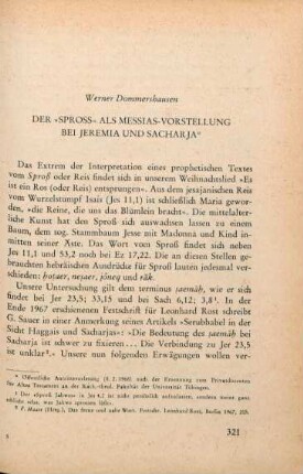 321-341 Der "Spross" als Messias-Vorstellung bei Jeremia und Sacharja