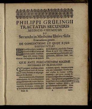 Tractatus Secundus Medico Chymicus De Secundo in Medicina Universalis [...]