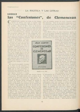 La política y las letras - Sobre las "Confesiones", de Clemenceau