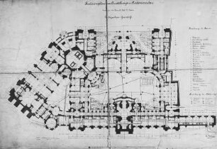 Revisionspläne zum Akademieneubau : Dresden, Kunstakademie und Ausstellungsgebäude des Sächsischen Kunstvereins, Grundriss Untergeschoss