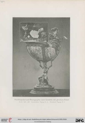 2. Nautiluspokal und Photographie nach einem Gemälde mit gleichem Pokal