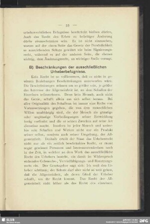 B) Beschränkungen der ausschließlichen Urheberbefugnisse