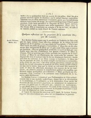 Quelques réflexions sur les propriétés de la membrane Iris