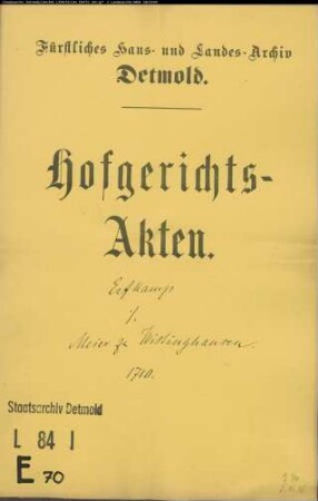 Erfkamp, Kord zu Oetenhausen gegen Meier zu Wistinghausen - Ertrag von Pachtland