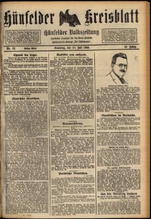 Erste Ausgabe vom Samstag, den 10. Juli 1926.