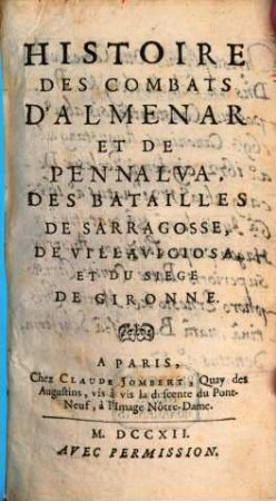 Histoire des Combats D'Almenar et de Pennalva