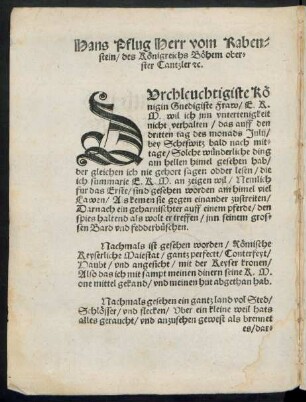 Hans Pflug Herr vom Rabenstein/ des Königreichs Böhem oberster Cantzler etc.