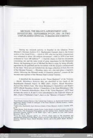 V Michael The Brave's Appointment And Investiture - September 2nd/12th, 1593 - In Two Unpublished Official Turkish Documents