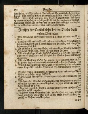 772-773, Register der Capitel dieses dritten Buchs