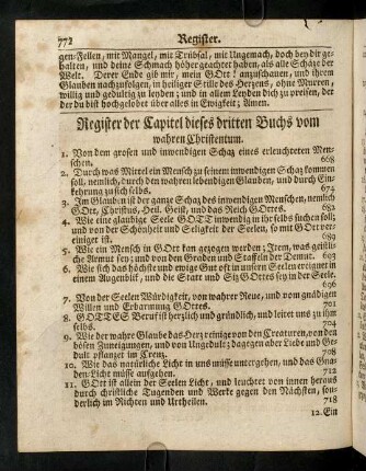 772-773, Register der Capitel dieses dritten Buchs