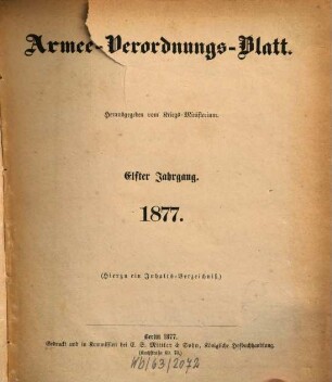 Armee-Verordnungsblatt. 11. 1877