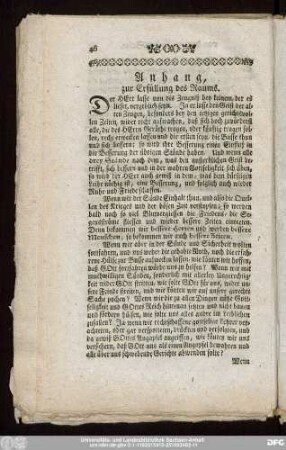 Anhang, zur Erfüllung des Raums.