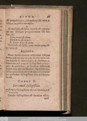 Caput X. De Genesi Syllogistica.