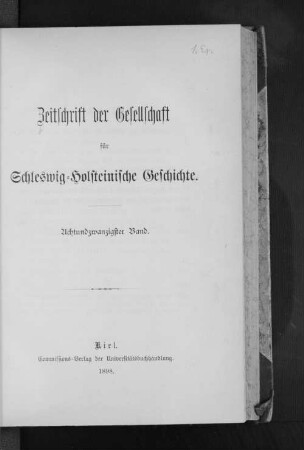28.1898: Zeitschrift der Gesellschaft für Schleswig-Holsteinische Geschichte