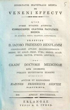 Dissertatio inauguralis medica de veneni effectu