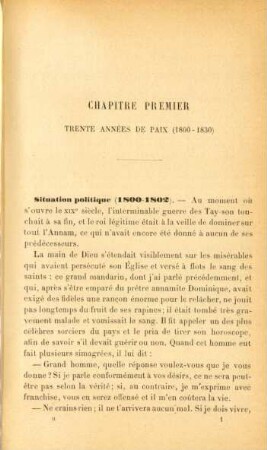 Chapitre premier. Trente années de paix (1800-1830)