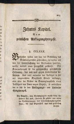 205-221, X. Vom peinlichen Anklagungsprozesse. - XI. Vom Inquisitionsprozesse überhaupt.