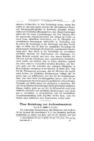 Über Erziehung zur Aufmerksamkeit